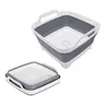 Collapsible Dish Basin with Drain Plug, 1-Count 9 L Space-Saving Multi-Purpose Collapsible Dishwashing Tub, Kitchen Storage Bucket for Indoor or Outdoor Use, Basin Container, Foldable Basin, Home Goods