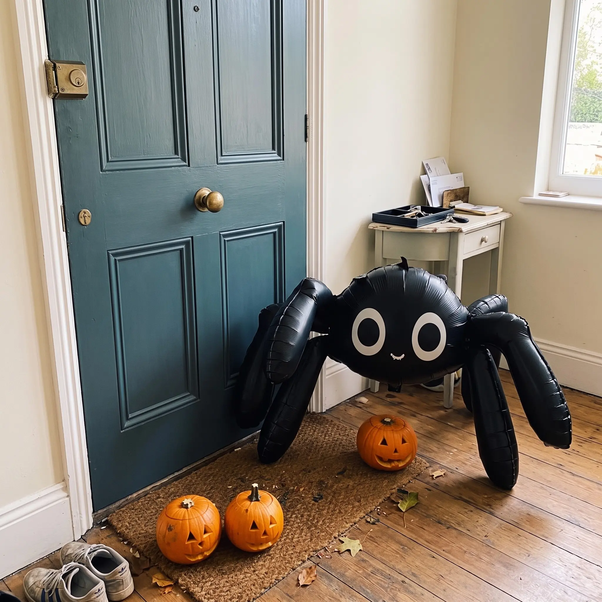 Halloween Giant Spider Balloon, 59 Inch 4D & Inflatable Prop, Realistic Eyes & Legs, Indoor/outdoor Party Decor