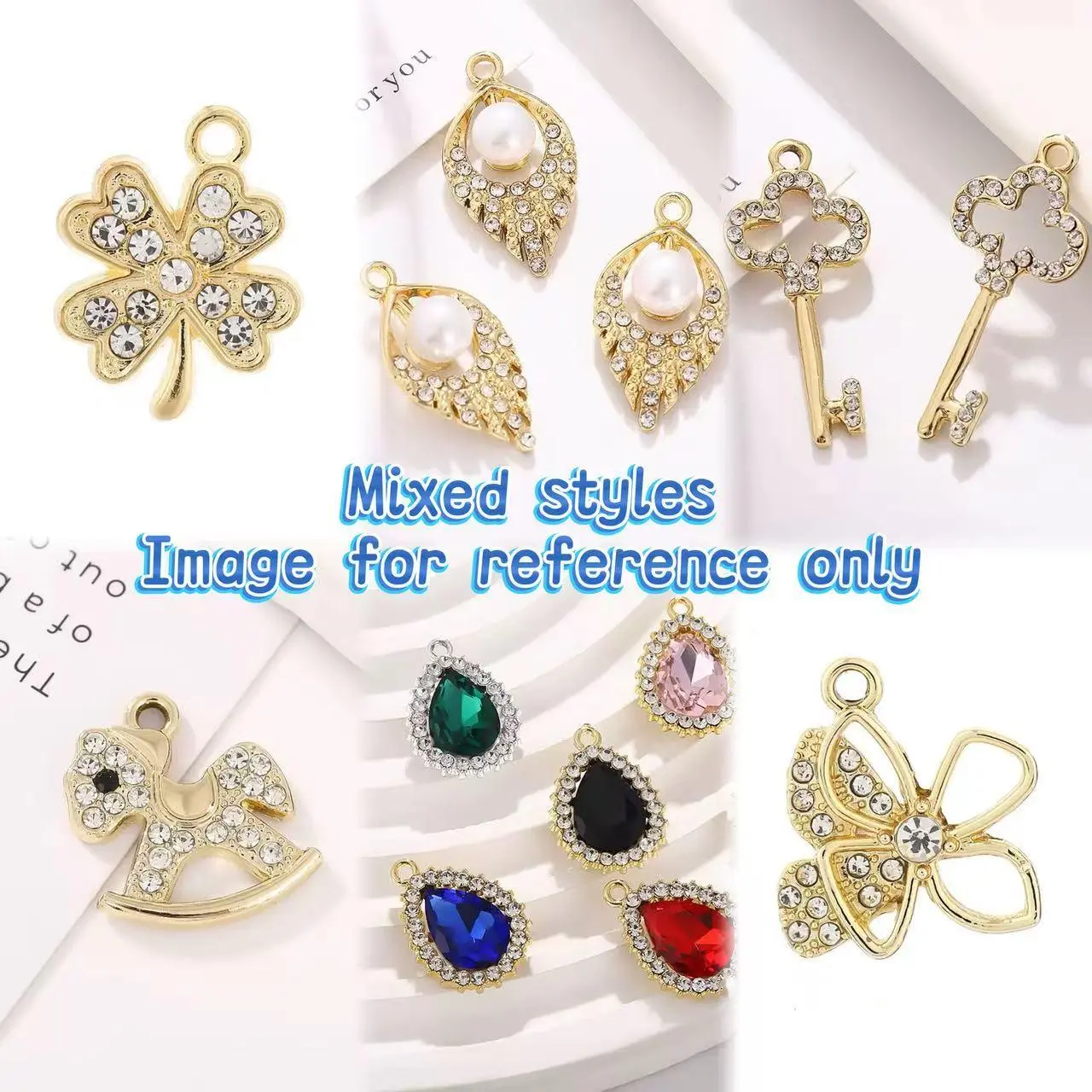 Vesta-A34-Mix Styles Fancy Pendants with Golden Base 1pc or 2pcs per bag