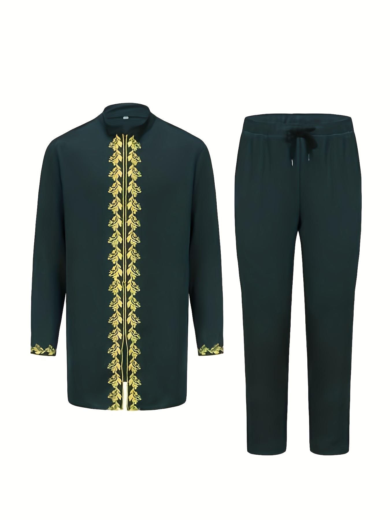 Men's Traditional Clothing Men's Set Two-Piece Set Long Sleeve Embroidery Luxury Set Men's Casual Holiday Clothing