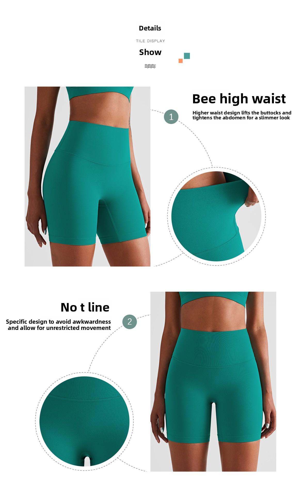 Spring and summer nude-feel running sports shorts for women, high-waisted, tummy-tightening, butt-lifting, three-quarter length pants for fitness, outdoor cycling, and yoga