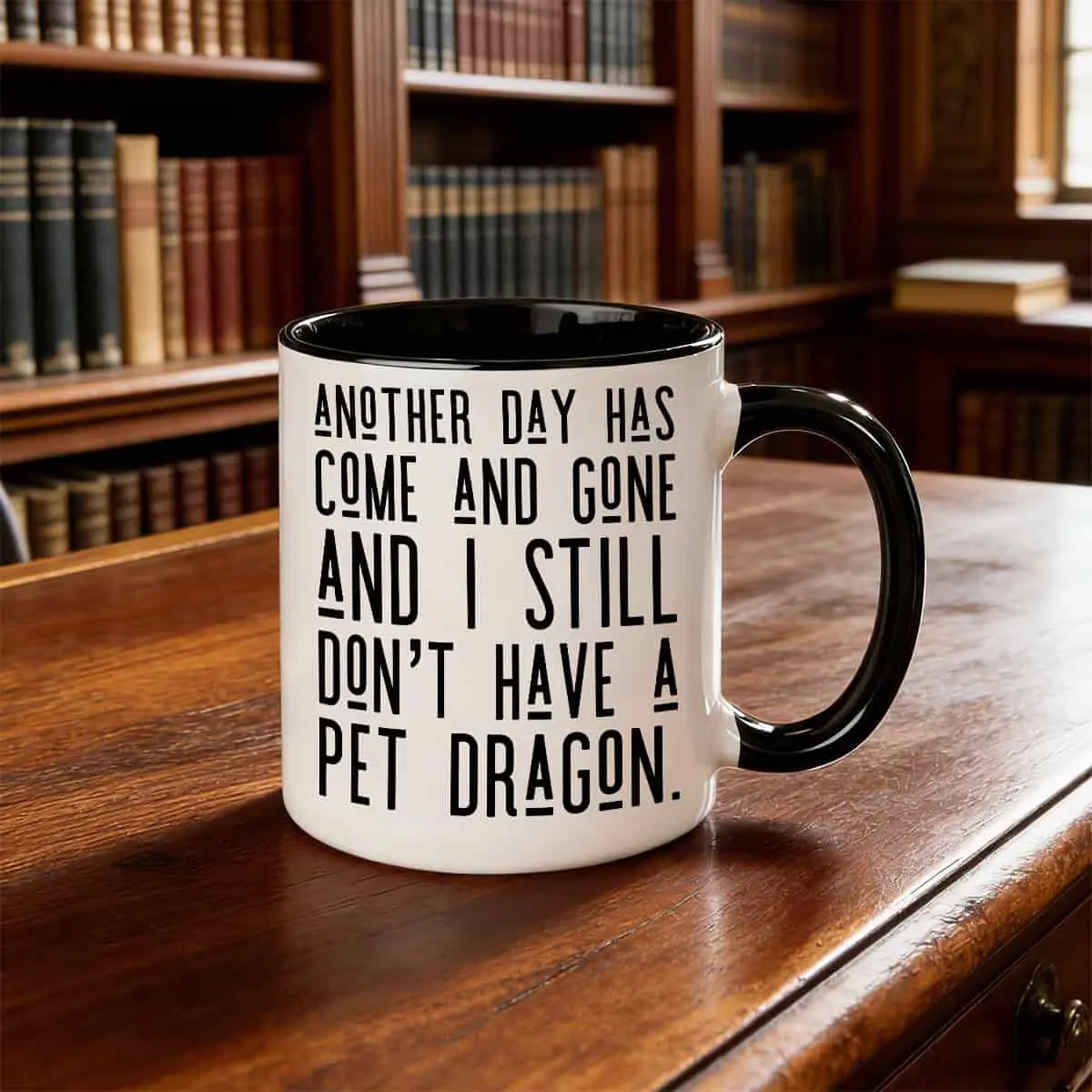 Pet Dragon Mug, Dragon Mug, White Fantasy Mug, Funny Dragon Mug, Fantasy Lover Mug, 11oz Cup for Daily Water Coffee Drinking