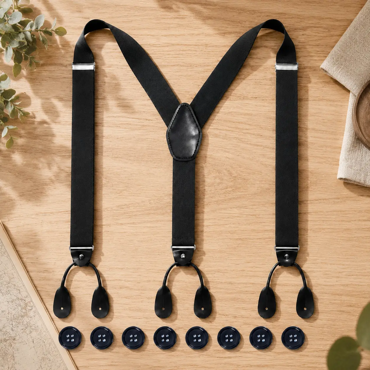 Classic Y Style Button Braces for Men Strong Elastic Suspenders with Leather Ends for Trousers Wedding and Business Outfits