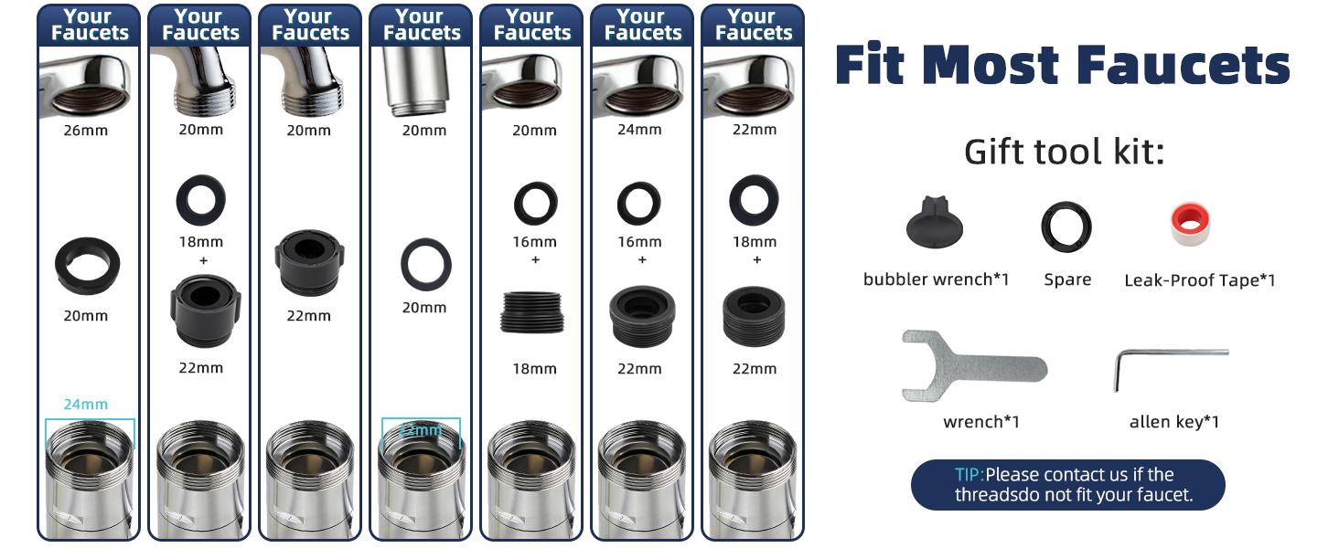 1080° U-Faucet Extender – Rotatable Faucet Aerator with 3 & Washers, Multi-Joint Swivel Aerator with 2 Spray Modes for & Sink, Silver