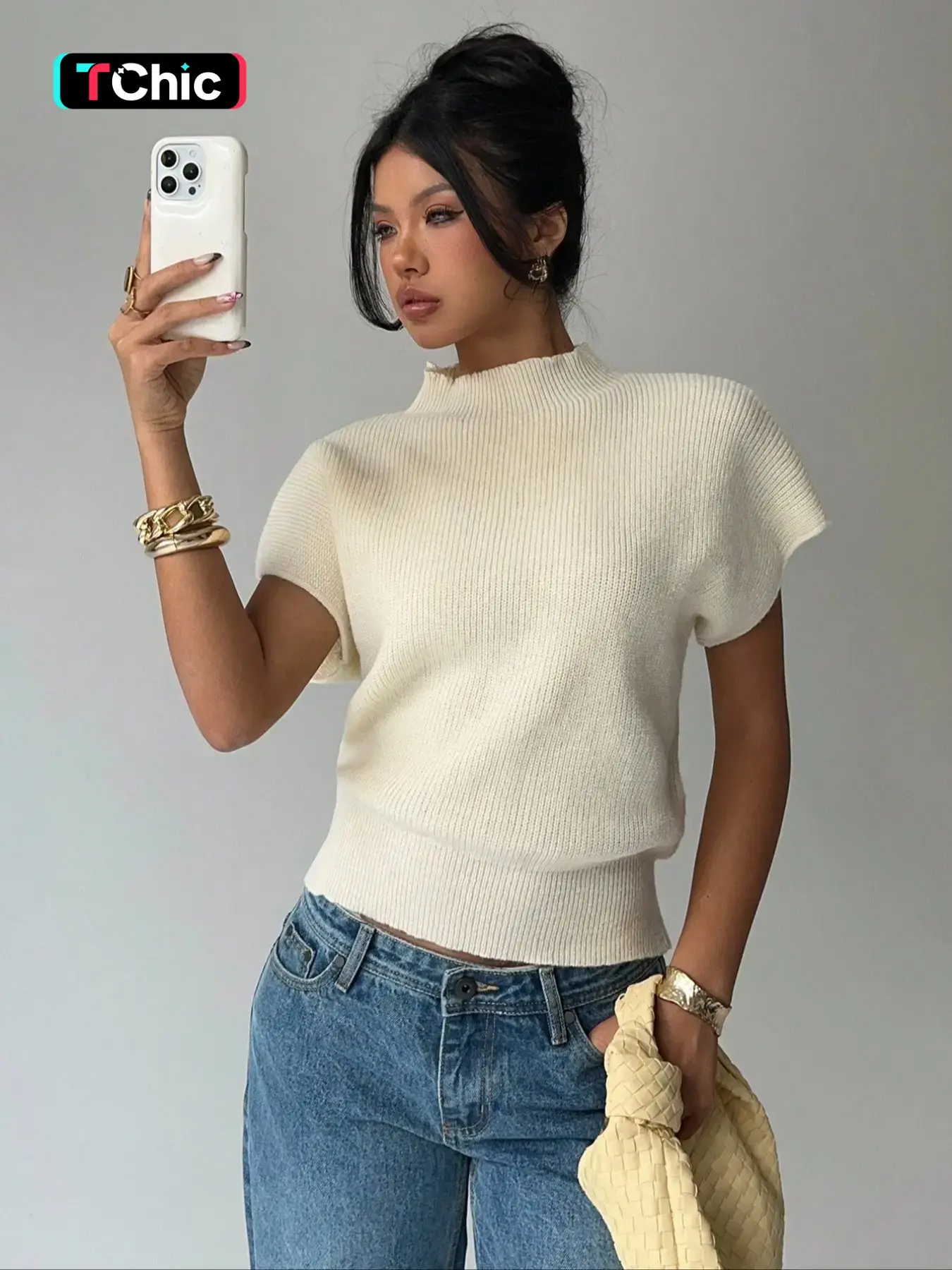 Women's Sweater Top Business Casual Fitted, Cute Minimalist Summer Knitwear, Casual Knit Tops, Perfect for Spring & Summer, Ladies' Pullover Fashion, Fashion Knitwear Clothing, Womenswear