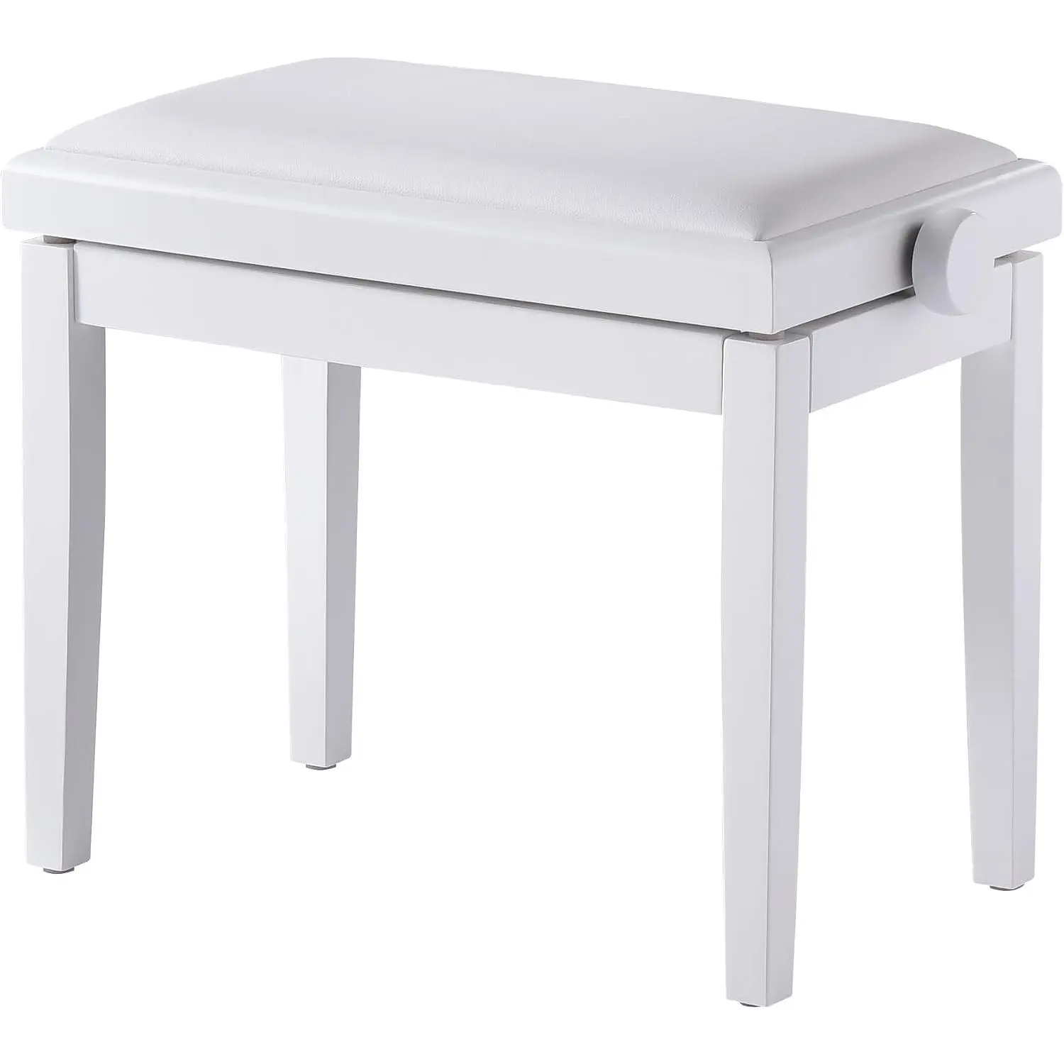 Adjustable Piano Bench, Wooden Piano Stool with Faux Leather Padded Cushion,  Bench, Piano Seat (White)