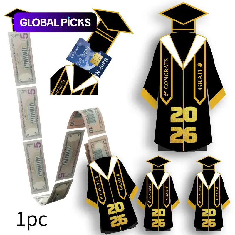 1pc DIY Black And Gold Graduation Gown Money Card - Creative Graduation Party Decoration Gift Box, Graduation Party Supplies, Perfect Graduation Gift Idea, Cash Gift, Surprise Gifts, Graduation Ceremony Occasion #GLOBAL PICKS
