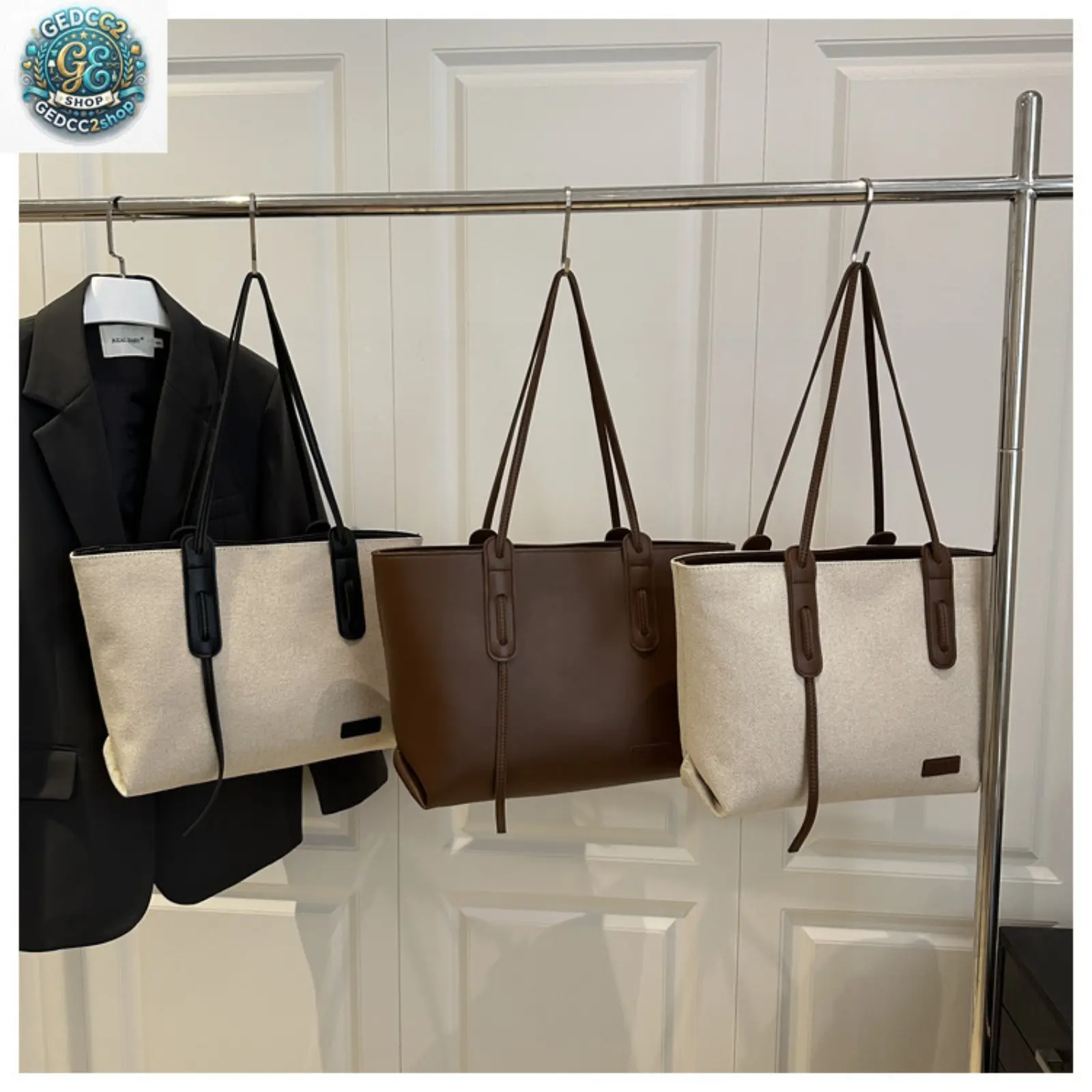 Women's Minimalist Canvas Tote - Sports & Outdoor Gym Bag with Shoulder Straps, Spacious Lightweight Everyday Bag for Work/Travel