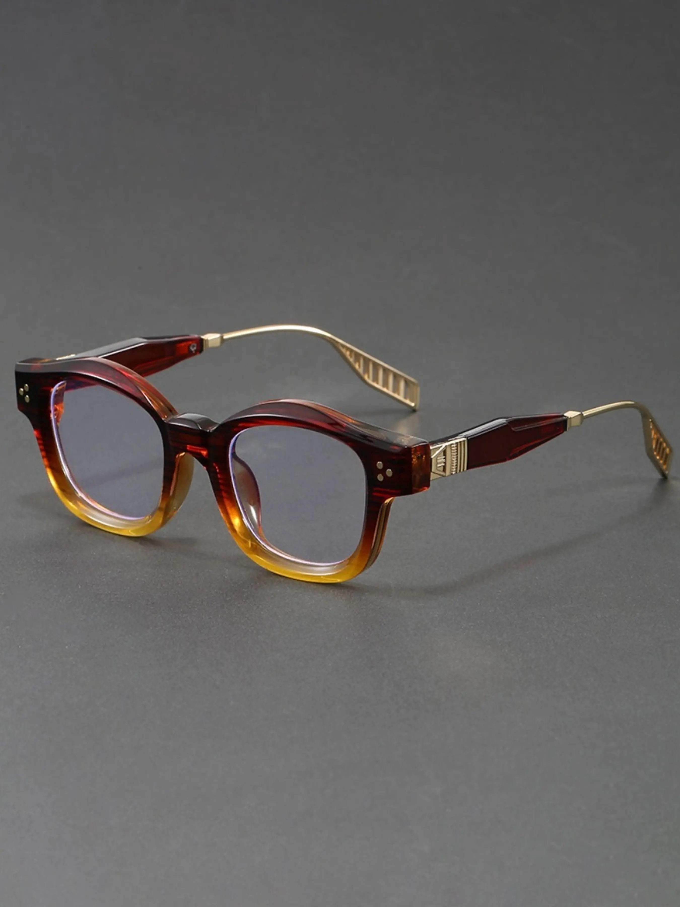 COJOS Rounded Square Frame Computer Reading Glasses Frame with Rivet Details Accessory for Going Out Without Makeup Comes with Glasses Gift Box Square Frame Eyeglasses