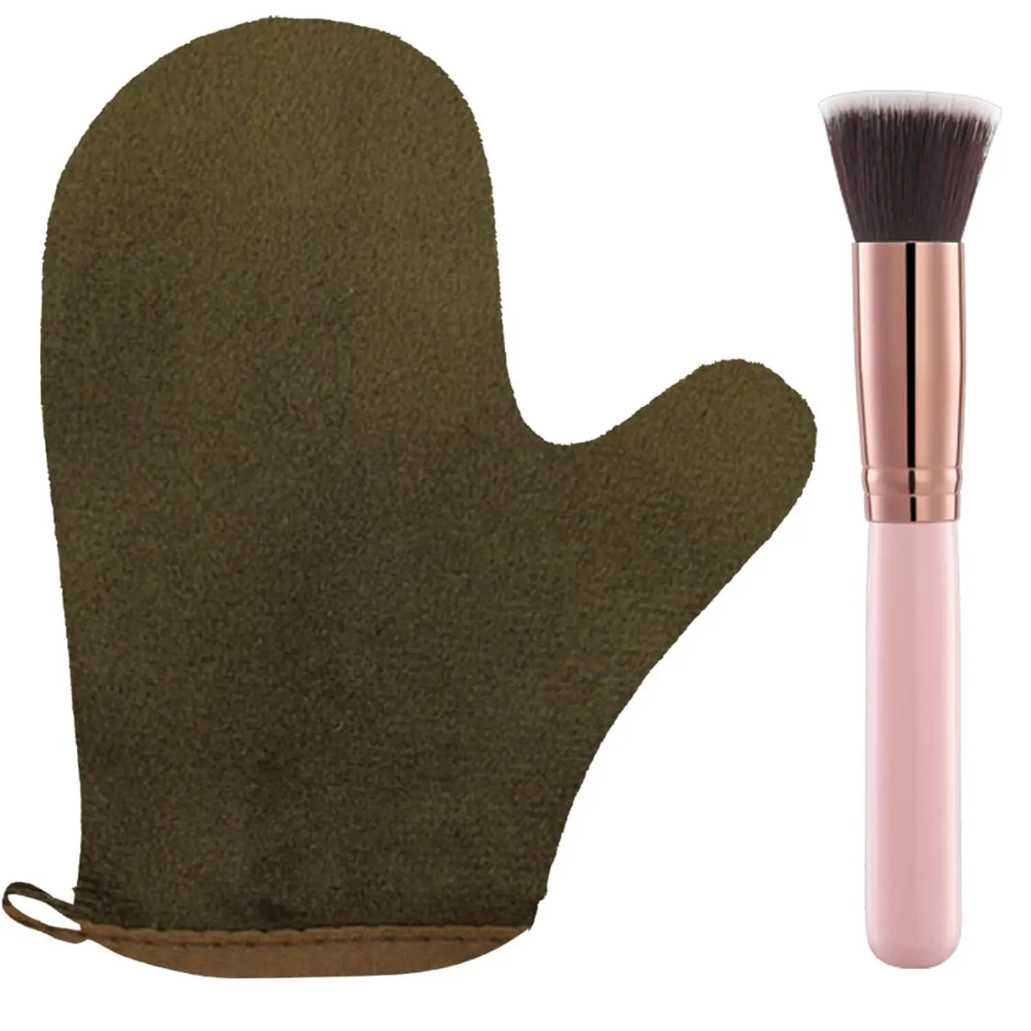 2 count Self Tanning Mitt Applicator Kit Set, Self Tanning Glove and  Flat Top Brush, Tan Applicator for Sunless Self Tan (Bronze)