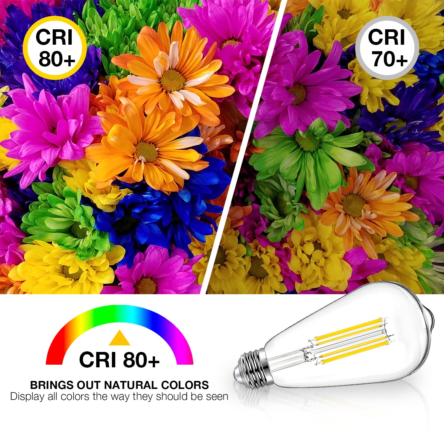 DAYBETTER LED Edison Bulbs ST58 Antique Filament 8W 800LM Dimmable Warm White 2700K E26 Base Clear Glass for Home Decor