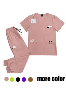 Men's Clinical Spa Doctor Uniform Nursing Home Scrub Care Workwear Beauty Salon Nurse Pants Set Plain