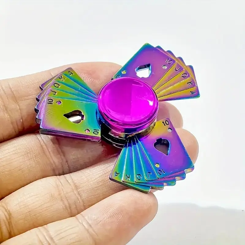 Durable Stainless Steel Fidget Spinner Toy, Mixed Color Spinner with Heart and Shovel Design, Compact Relaxation Gift for Adults