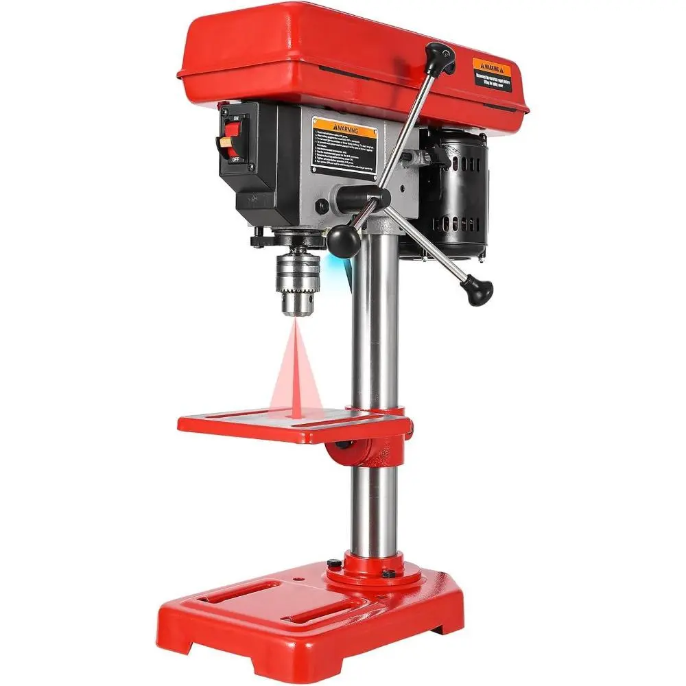 8" Benchtop Drill Press - 120V 5-Speed Mini Electric Drill with 2.5A Induction Motor, Laser Guide, LED Light, 0-45° Beveling, Durable for DIY Projects, Wood/Metal Crafts
