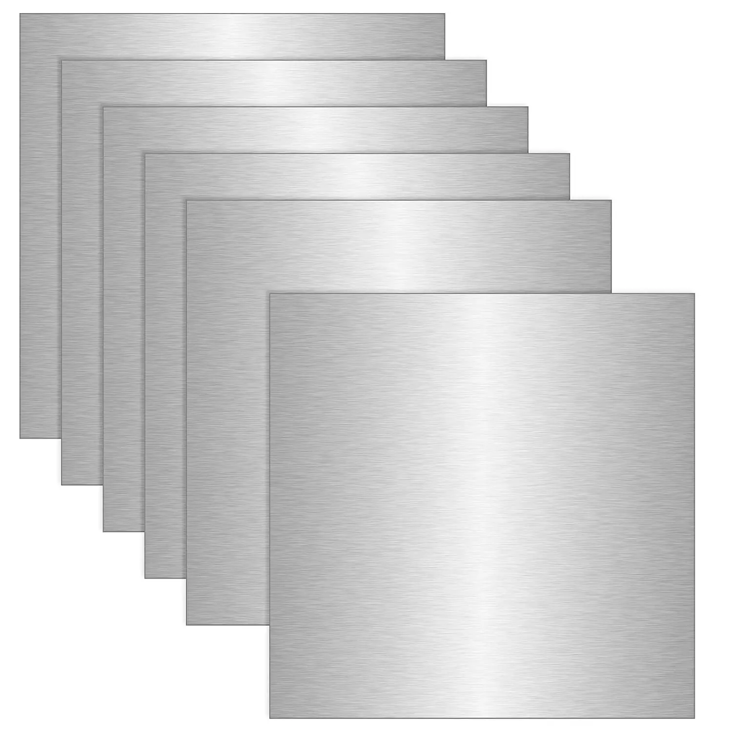 6 Pack 5052  Sheet Metal 12 x 12 x 1/64 (0.02”) Inch Thin Flat Plain  Plate Panel Covered with Protective Film, Heat Treatable  Sheet for Crafting Industry Welding