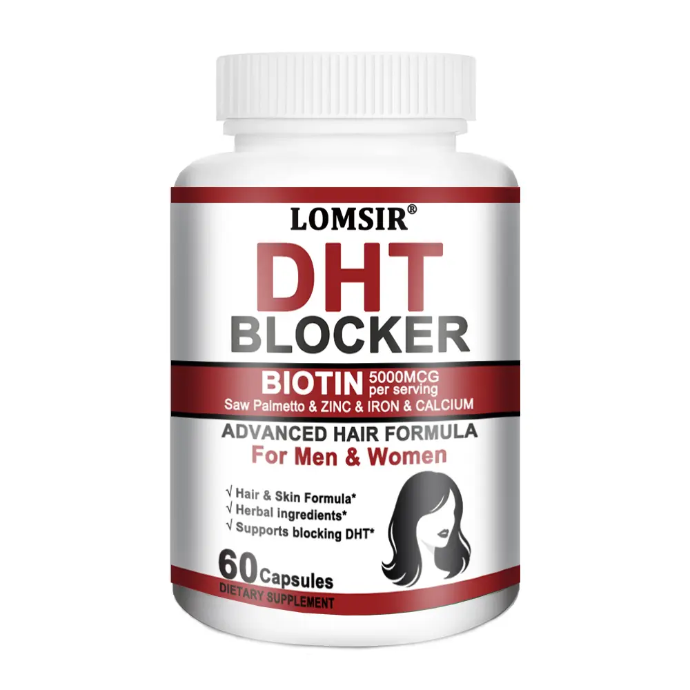 DHT Blocker Supplement - 5000mcg Biotin & Saw Palmetto for Hair - Advanced Hair Vitamin for Women & Men - 60 Capsules