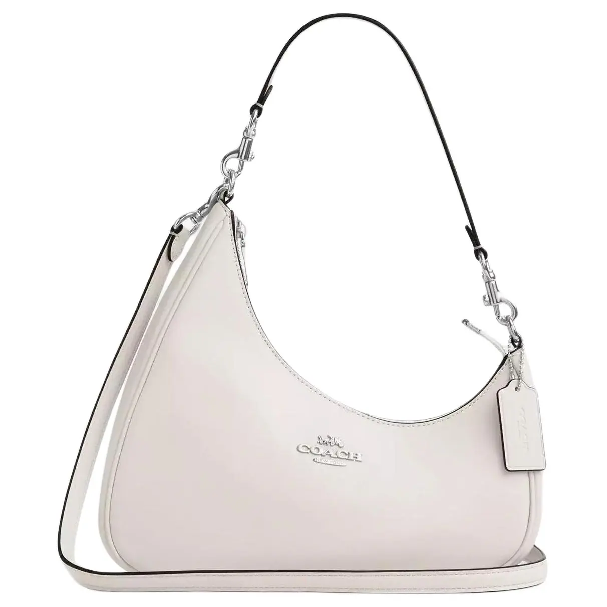 COACH Teri 27 Crossbody Bag for Women – Classic Smooth Leather, Large Size, Craie Silver