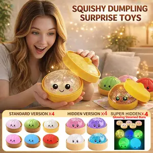 [Blind Box] 2026 New Squishy Series Glitter Dumpling Squishy with Steamer Box, Soft Sensory Fidget Stress Ball Squishy Steamed Bun Squeeze Tool for Adult Stress & Anxiety Relief, Kawaii Squishies, Dumpling Stress Balls