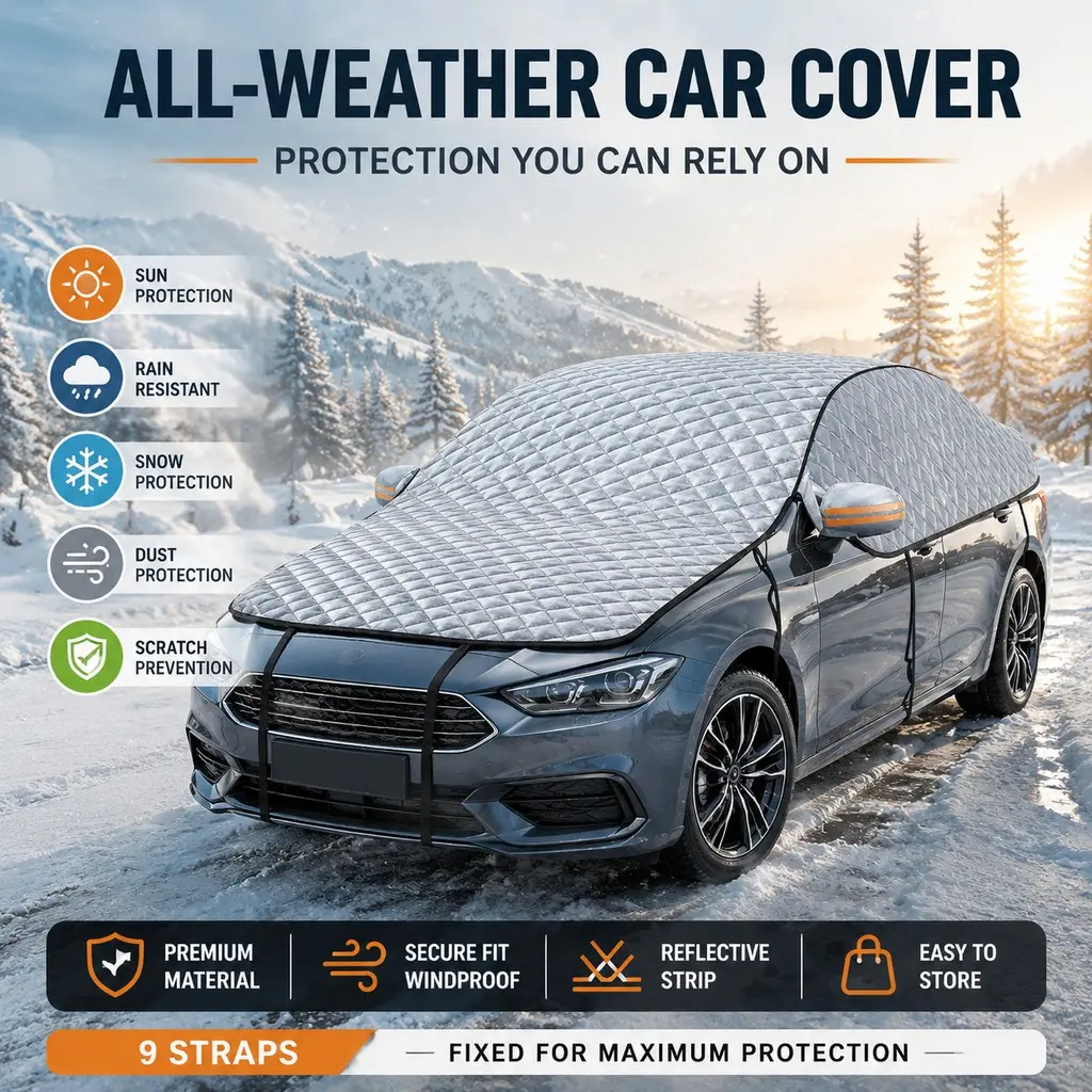 Thick Anti-Frost Snow Windshield Cover, Aluminum Foil Insulation, UV Protection, Easy Install, for Cars Suvs Trucks, Winter Weather, Front Windshield Cover