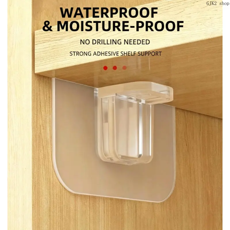 Self Adhesive Shelf Support Brackets, Transparent No Drill Floating Shelf Holder, Heavy Duty Invisible Shelf Pegs