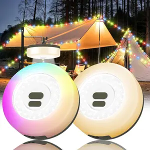 10m RGB Fairy String Lights with Camping Lantern, Portable Rechargeable Decorative Lights for Camping, Party, Christmas
