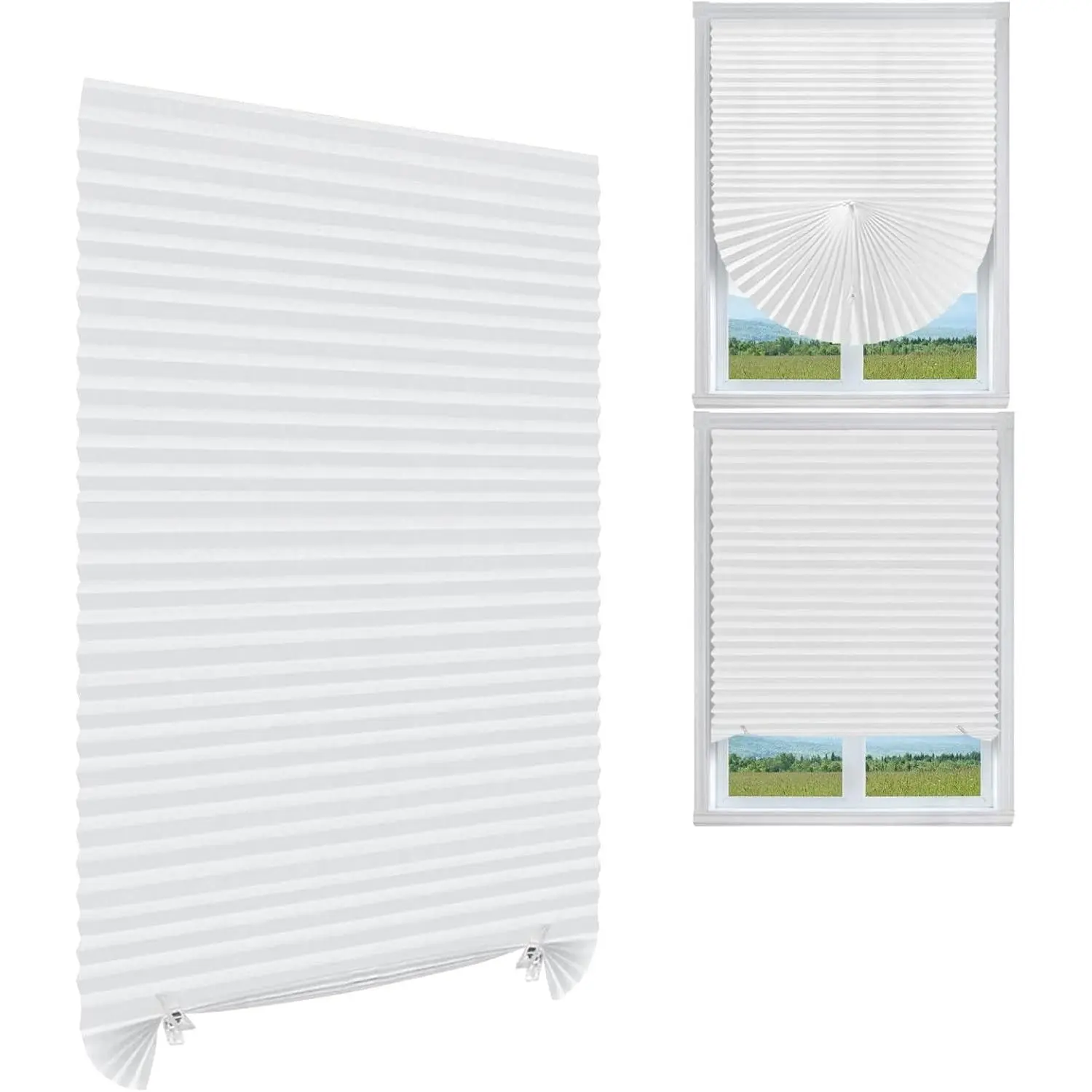 Pleated Window Blinds,Temporary Shades Cordless Light Filtering Pleated Paper Shades Room Darkening Blinds for  Bedroom Office - 24 Inch x 59 Inch (Fits Windows 15 in-24 in)