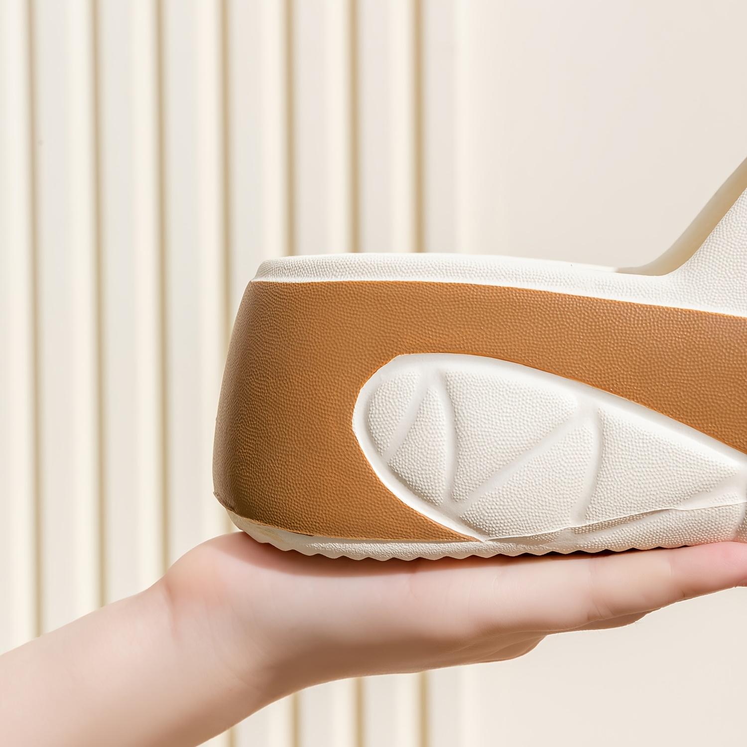 [Women's Wedge Sandals] HBM919 Women's Thick-Soled High Heel Sandals - Non-Slip Platform, Versatile Solid Color EVA Wedge Sandals for Summer, Women Shoes