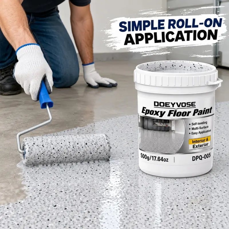 [DOEYVOSE] Gray White Granite Epoxy Floor Coating, Self-Leveling High-Gloss Anti-Slip Stone Pattern Marble Effect, Resists Heavy Equipment and Scratches, for Gym Floor, Workout Area, Yoga Studio, Indoor
