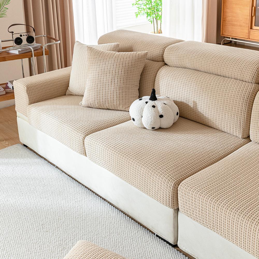 Solid Color Geometric Pattern Sofa Cover, 1 Count Non-slip Sofa Slipcover, Dustproof for Home Living Room, Home Decor, Sofa Couch Covers
