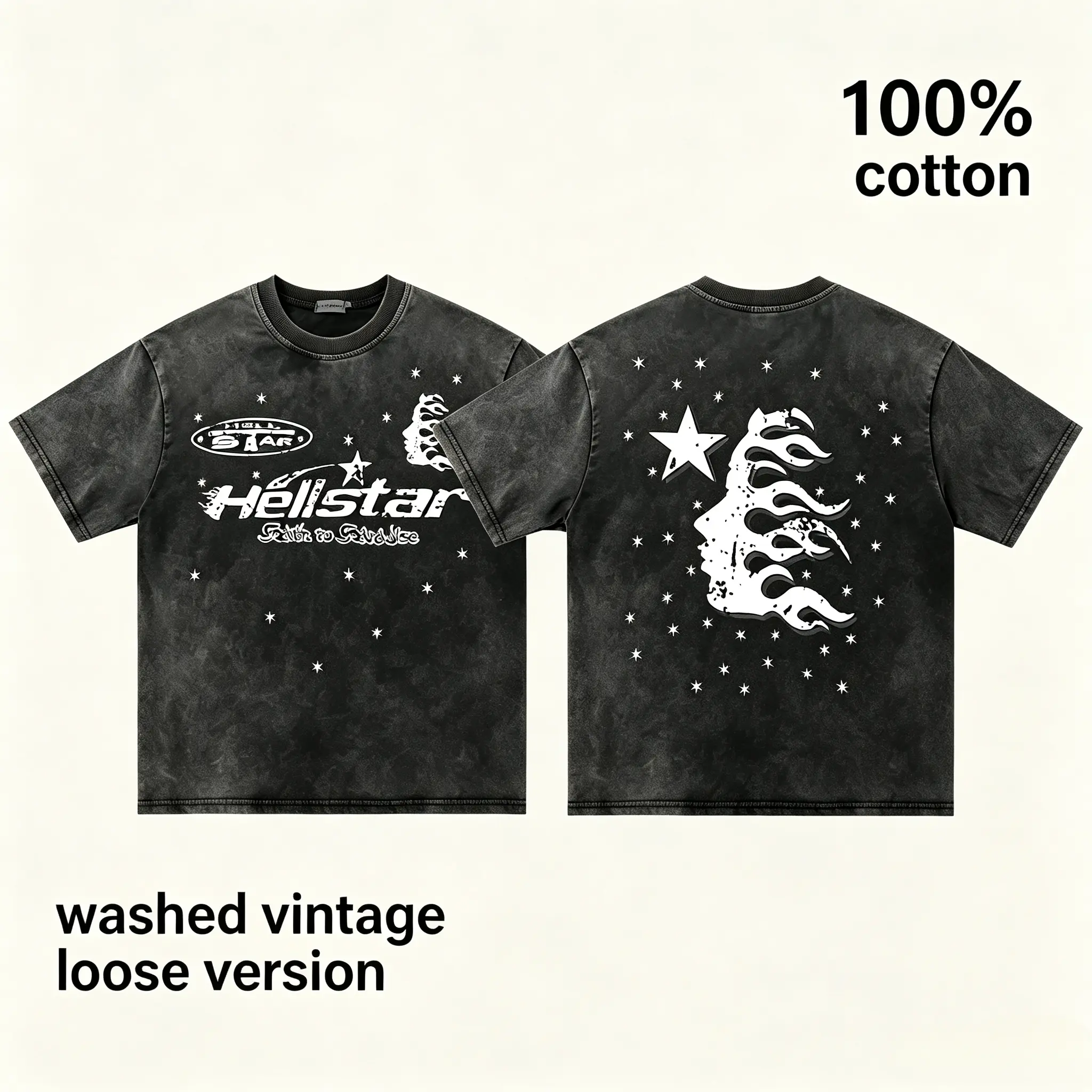 Men Vintage Acid Washed Hellstar Graphic T‑Shirt,Unisex Summer Casual Streetwear Short-Sleeve Round-Neck Graphic T-Shirt,Oversized Casual Streetwear Short Sleeve T‑Shirt,Trendy Fashion Tee for Daily Wear and Casual Summer Outfits
