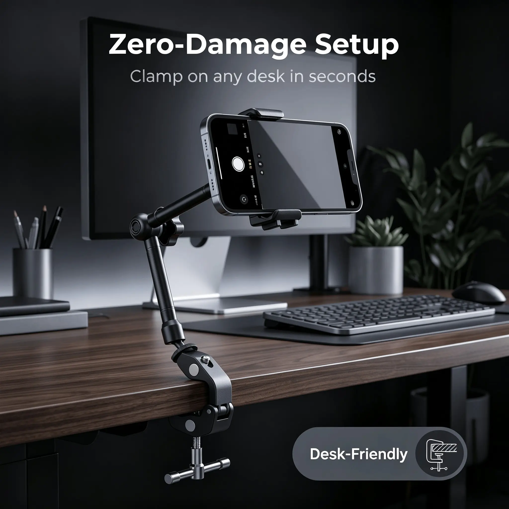 New 360° Metal Photography Bracket, Detachable Magic Clamp, Multi-Purpose Adjustable Arm, Ideal for Home Phone Use, Camera Shooting, Photo Equipment