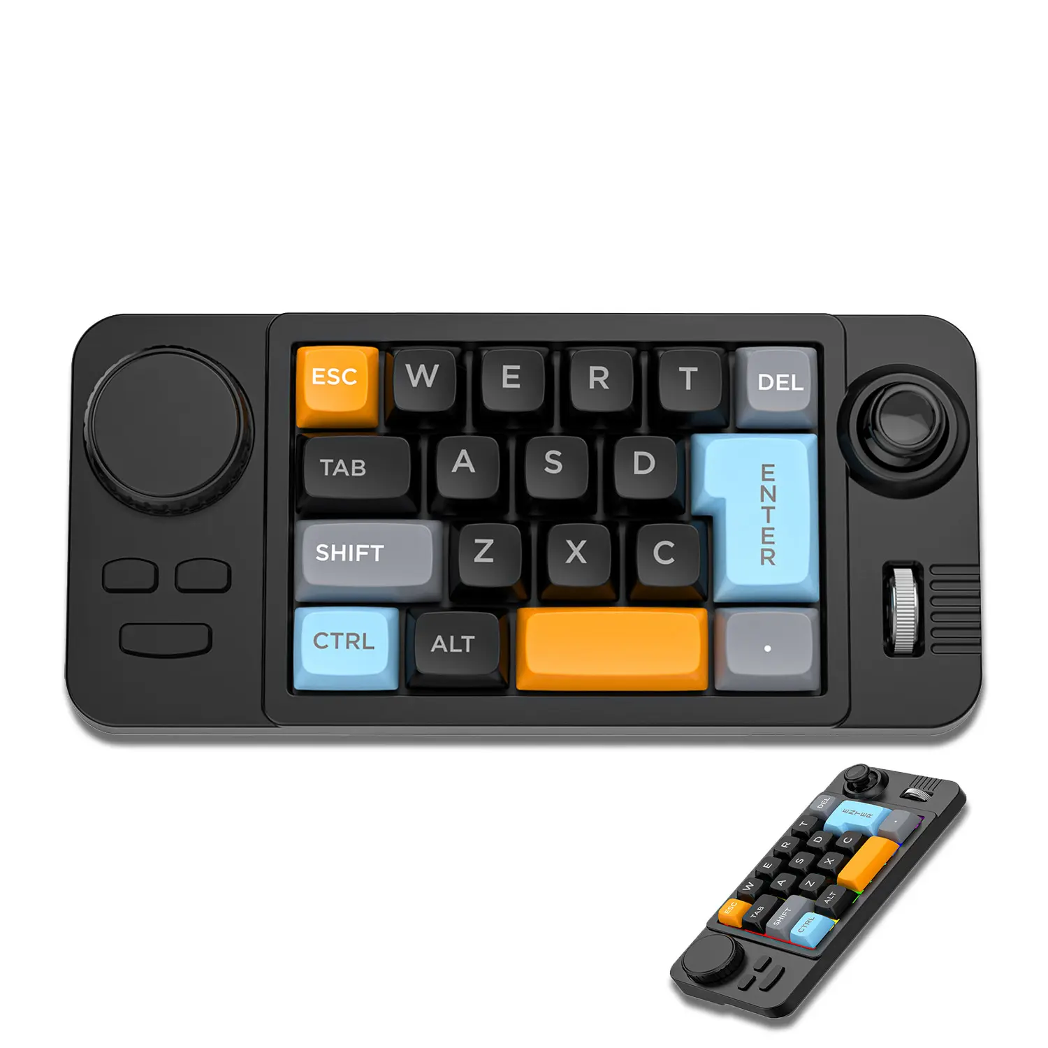 Wired Mini Mechanical Keyboard with Volume Scroll Wheel,Game Joystick,RGB Backlit and Programmable Design ,19 Keys Hot Swappable Gaming Number Keyboard for PC/Laptop/Desktop-Black/White