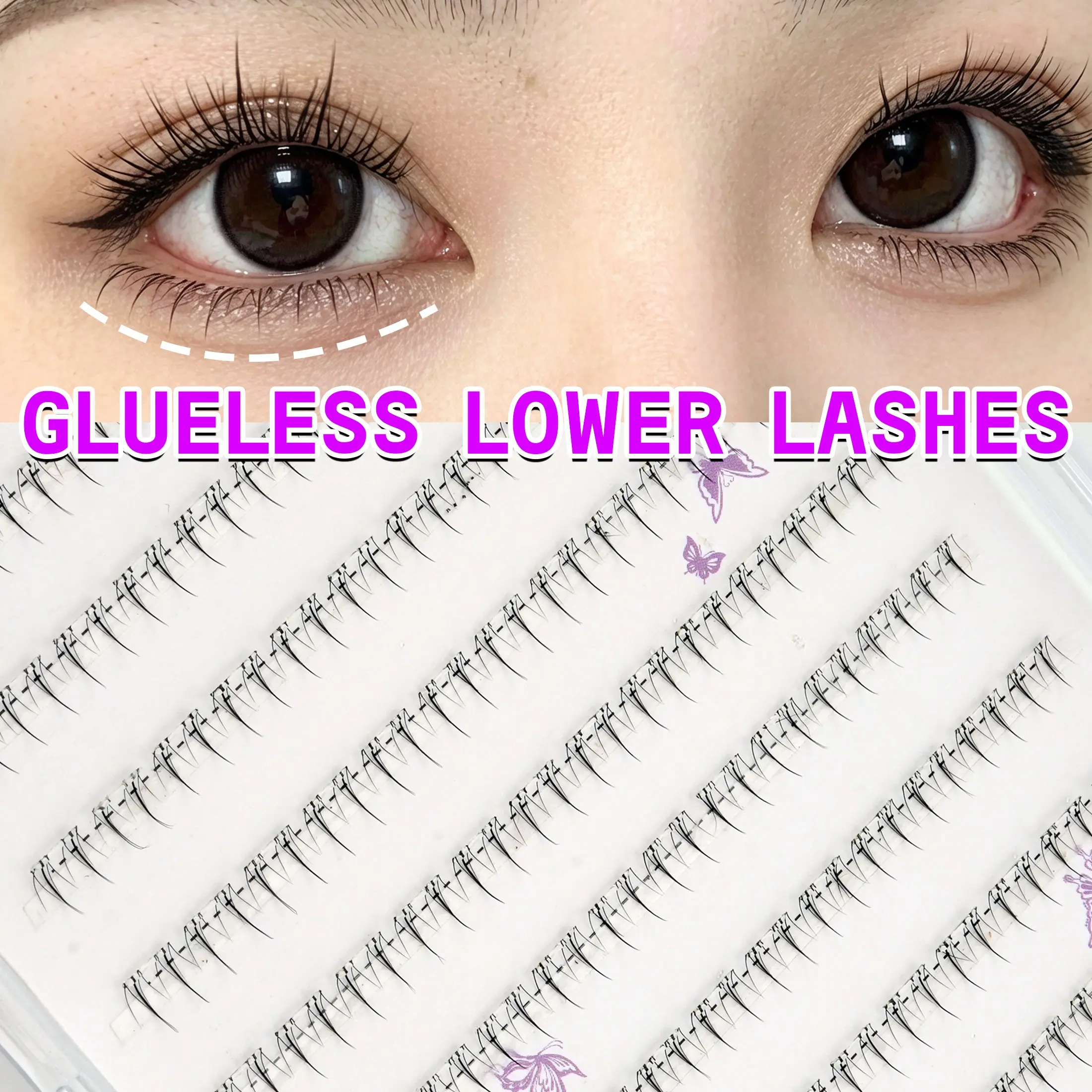 120 Pcs Glue-Free Lower Lashes, Cartoon Style, Manga Anime Lashes, Natural Soft Fit, Comfortable Wear, Boxed for Easy Carry, Suitable for All Makeup Looks
