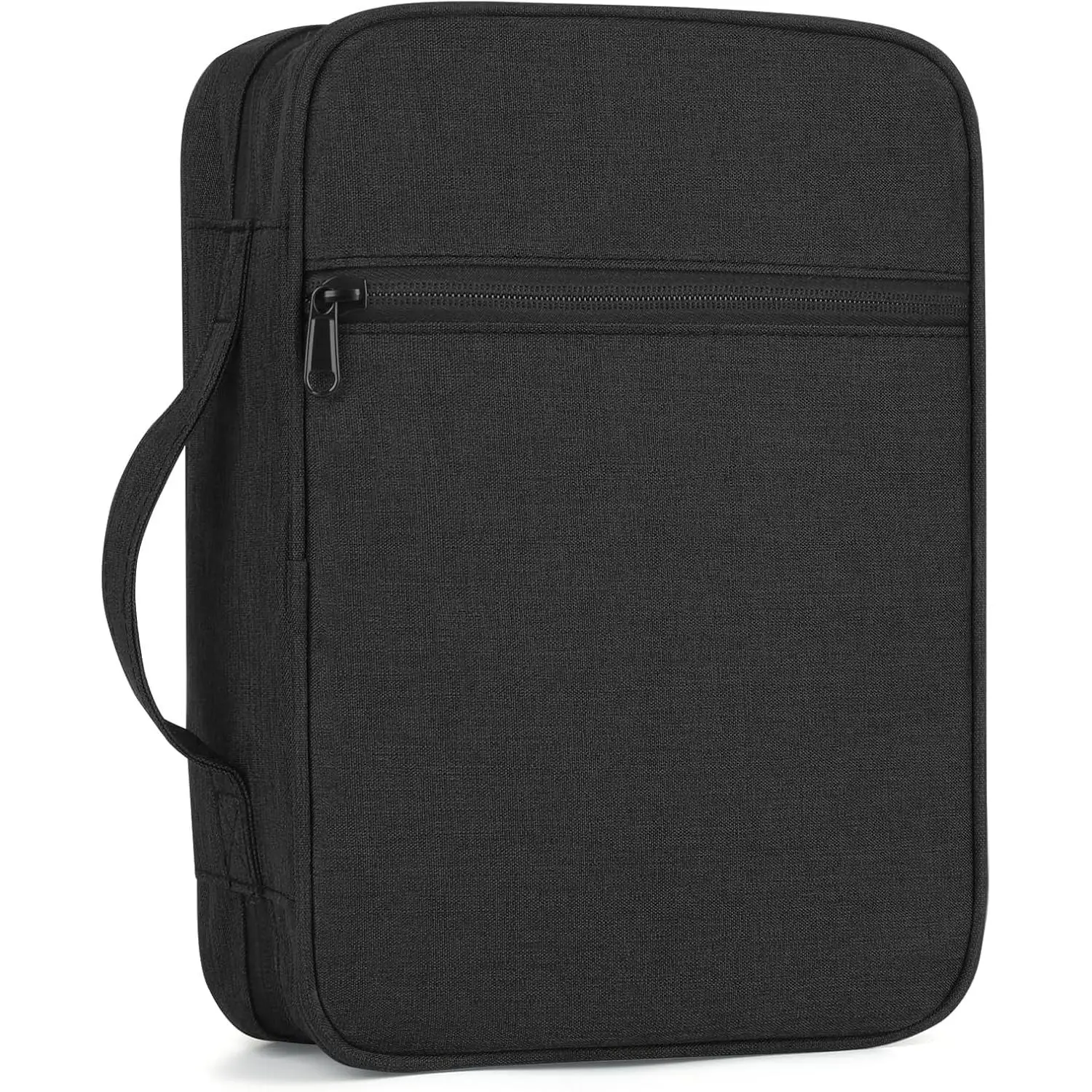 Cover with Durable Handle, Carrying Book Case Church Bag , Protective with Zippered Pocket,  Study Accessories Supplies, Book Protector for Book Lovers, Black