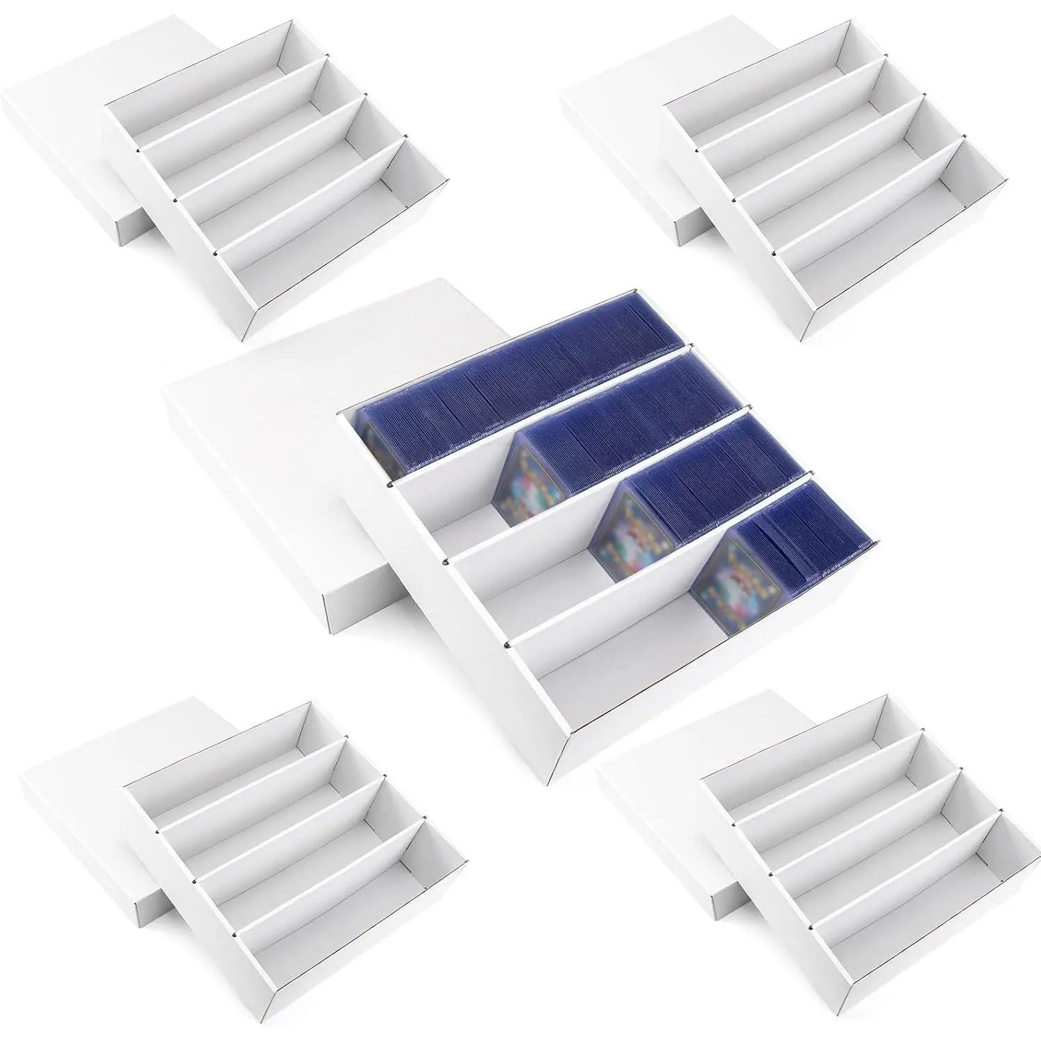 5-Pack Toploader Trading Card Storage Box, 4 Row 3200 Count White Cardboard Storage Box for Basketball/MTG/TCG/Sports/Game Cards Organizer and CollectionGift