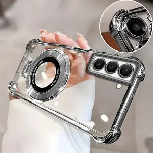 Compatible with S22 | Premium Clear Electroplated Phone Case with Ring Holder, 4-Corner Shockproof & Full Camera Protection HNL0106