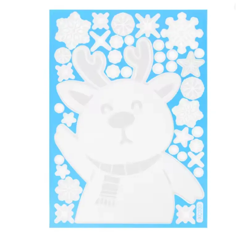 3D White Static Cute Reindeer Snowflake Star Decorative Window Clings, Removable Christmas Winter Holiday Glass Decor for Home Kids Room