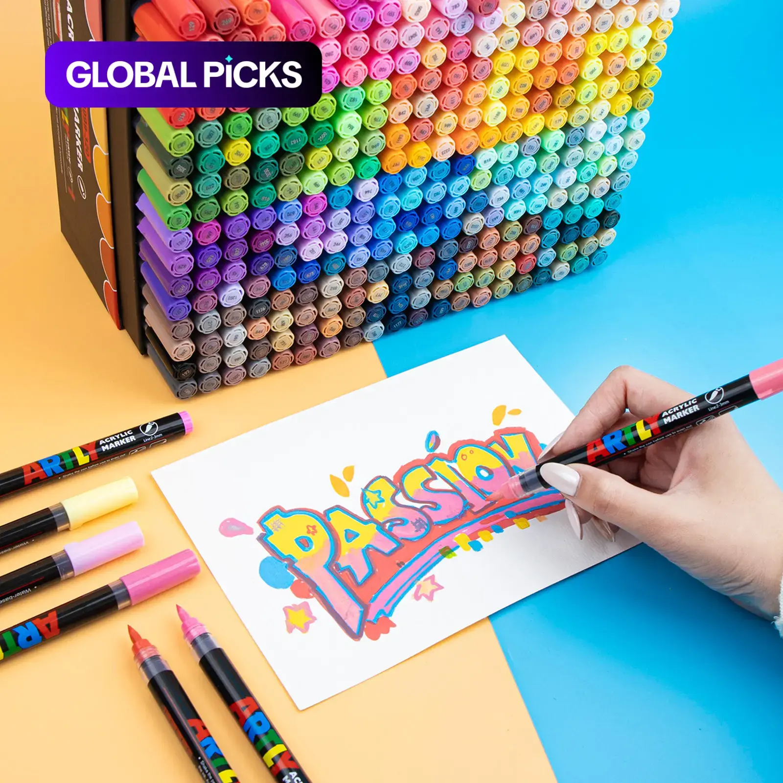 320 Color Soft Tip Pressure-Free Painting Graffiti Stacking Pens, Water-Based Acrylic Ink, Multi-Surface Markers for DIY Projects, Acrylic Drawing Markers, Art Markers