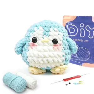 Yamaxin Beginner Crochet Kit, Crochet Kit For Beginners, DIY Knitting Material Set with Tutorial Video, Penguin Theme, Random Accessory Colors
