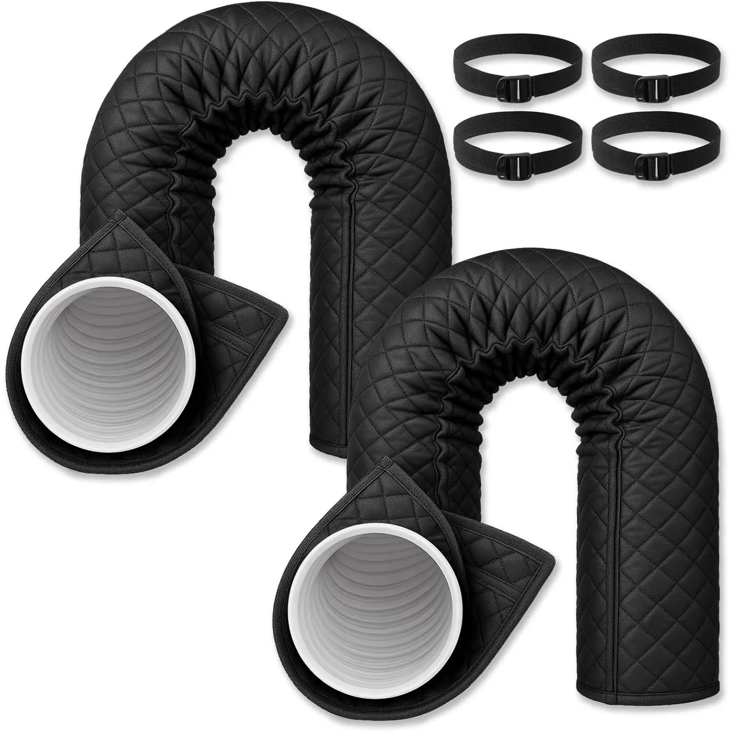 GJANSH 2 Pcs Air Conditioner Hose Cover Wrap - Ac Hose Duct Vent Insulation Sleeve Insulated Cover for Portable Ac for 5" & 5. 9" Diameter 60" Long Exhaust Hoses Tube (Black),fathersdaygift