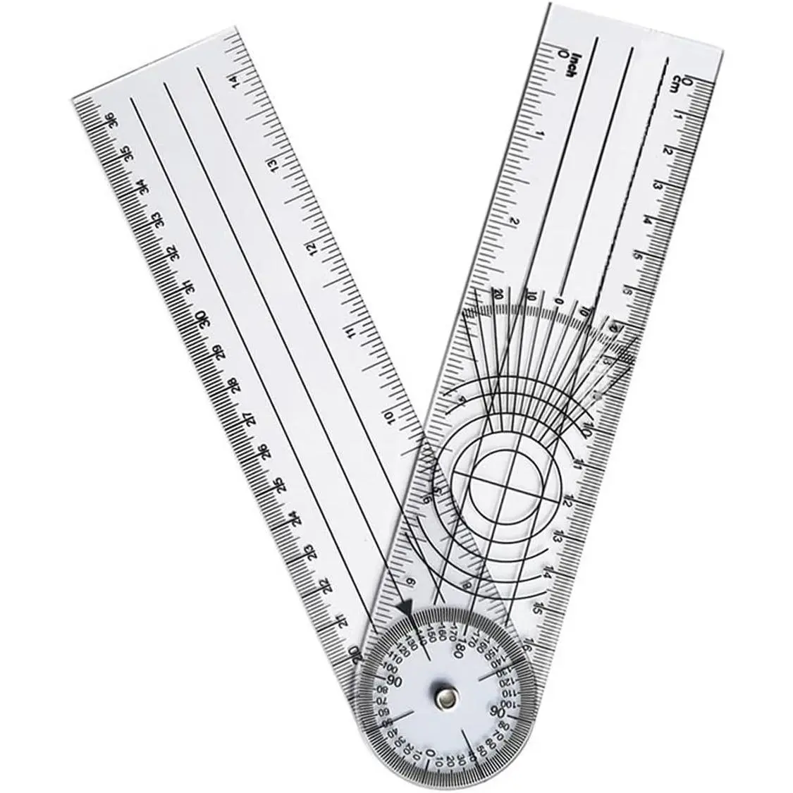 7 Inch Foldable Angle Ruler, Clear 360  Goniometer Tool