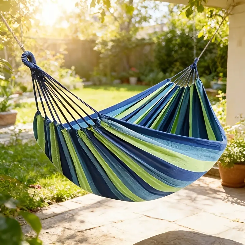 Portable Single Person Travel Hammock, Heavy-Duty Canvas Anti-Rollover Design, Supports Up to 300 lbs, Perfect for Camping, Beach, Indoor & Outdoor Use