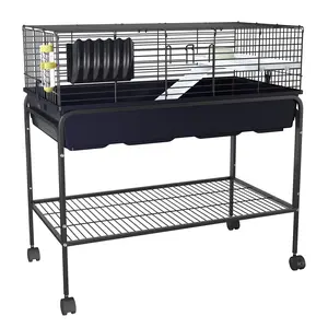 Garvee 35.3"h Hamster Cage Kit with Removable Storage Shelf, Guinea Pig Cage with 3Pcs Accessories, Rat Critter Cage for Chinchilla, Squirrel, Gerbil, Hedgehog, Hamster, Guinea Pig, Black
