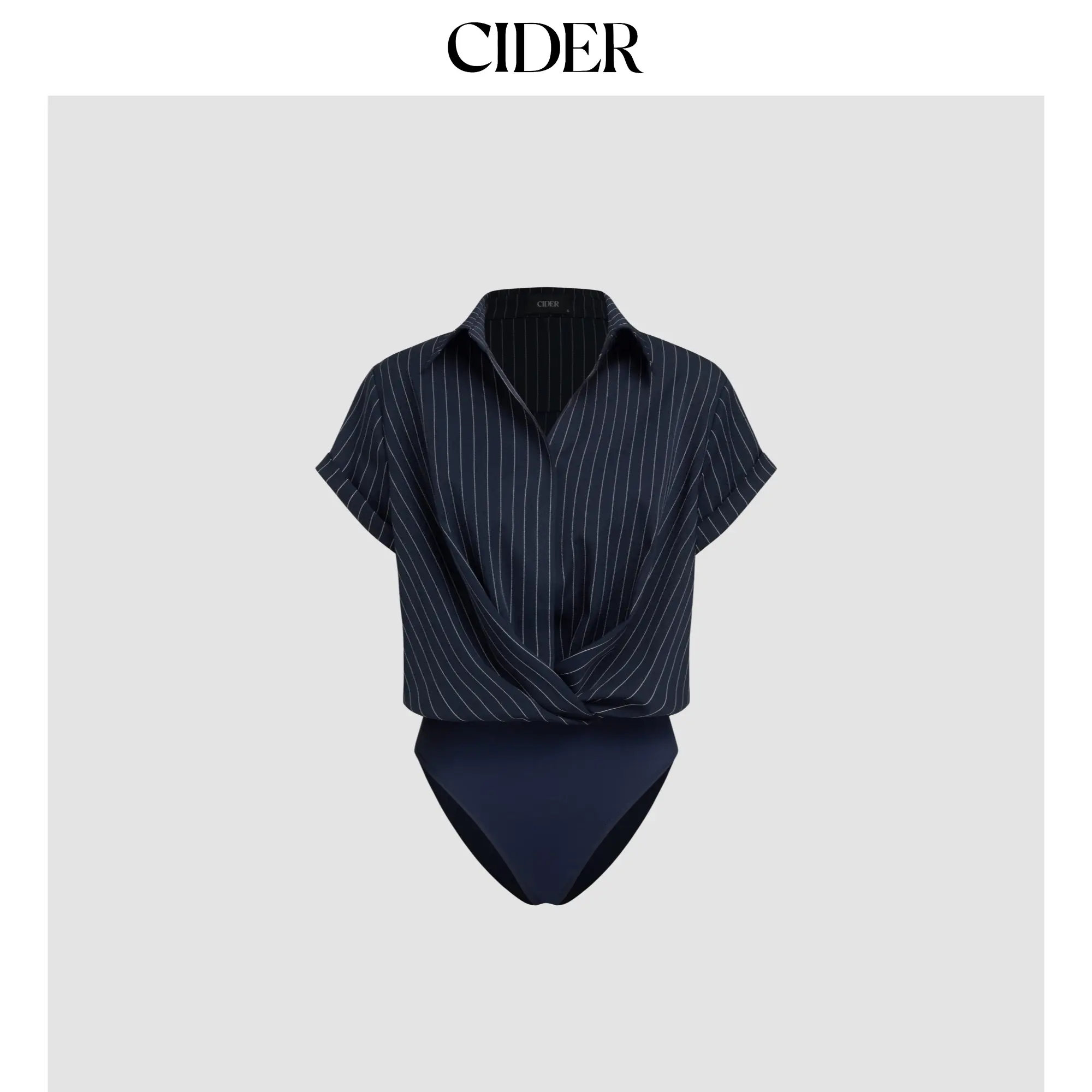Cider Collar Twist Oversized Shirt Bodysuit