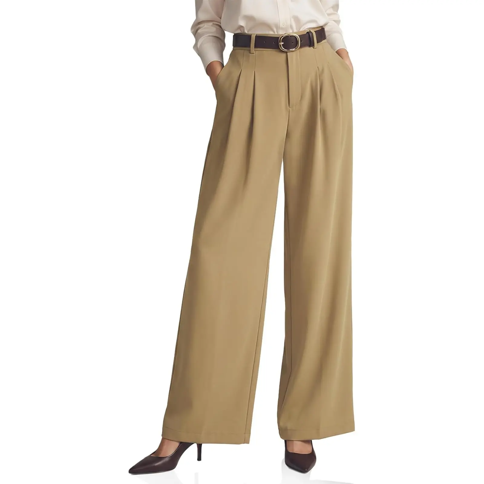 Cicy Bell Womens Wide Leg Dress Pants Business High Waisted Pleated Pants | Wear to Work, Trendy Casual, Work Office, Palazzo Pants, Loose Fit