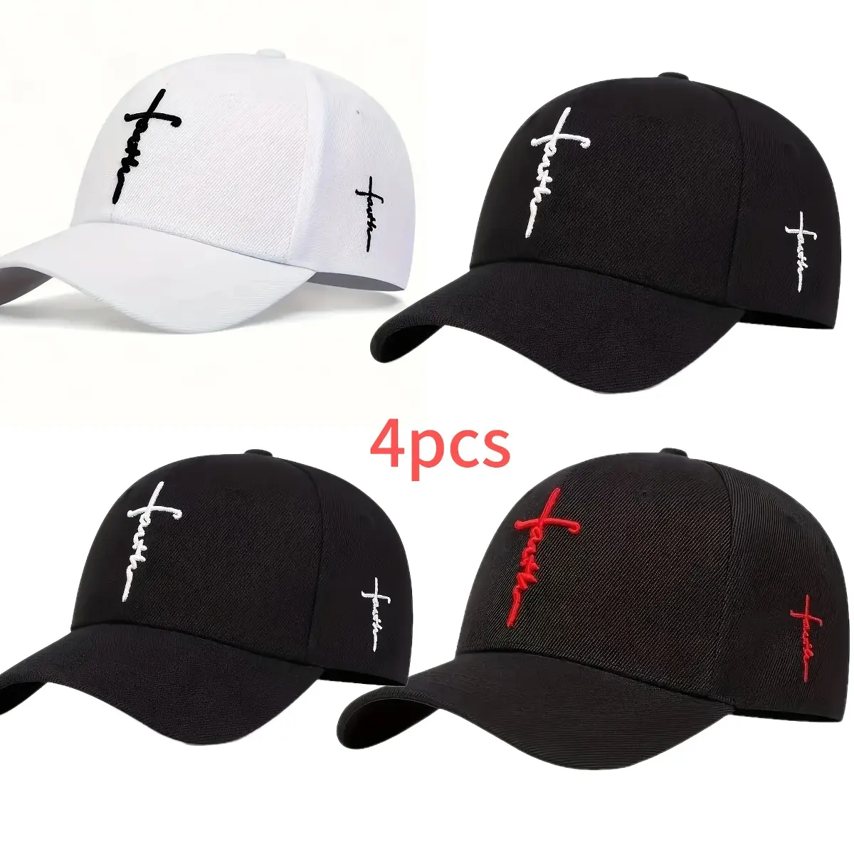 4-Pack Cross Embroidered Baseball Caps – Adjustable Unisex Dad Hats for Outdoor & Everyday Wear 4-Pack Cross Embroidered Baseball Caps – Adjustable Unisex Dad Hats for Outdoor & Everyday Wear