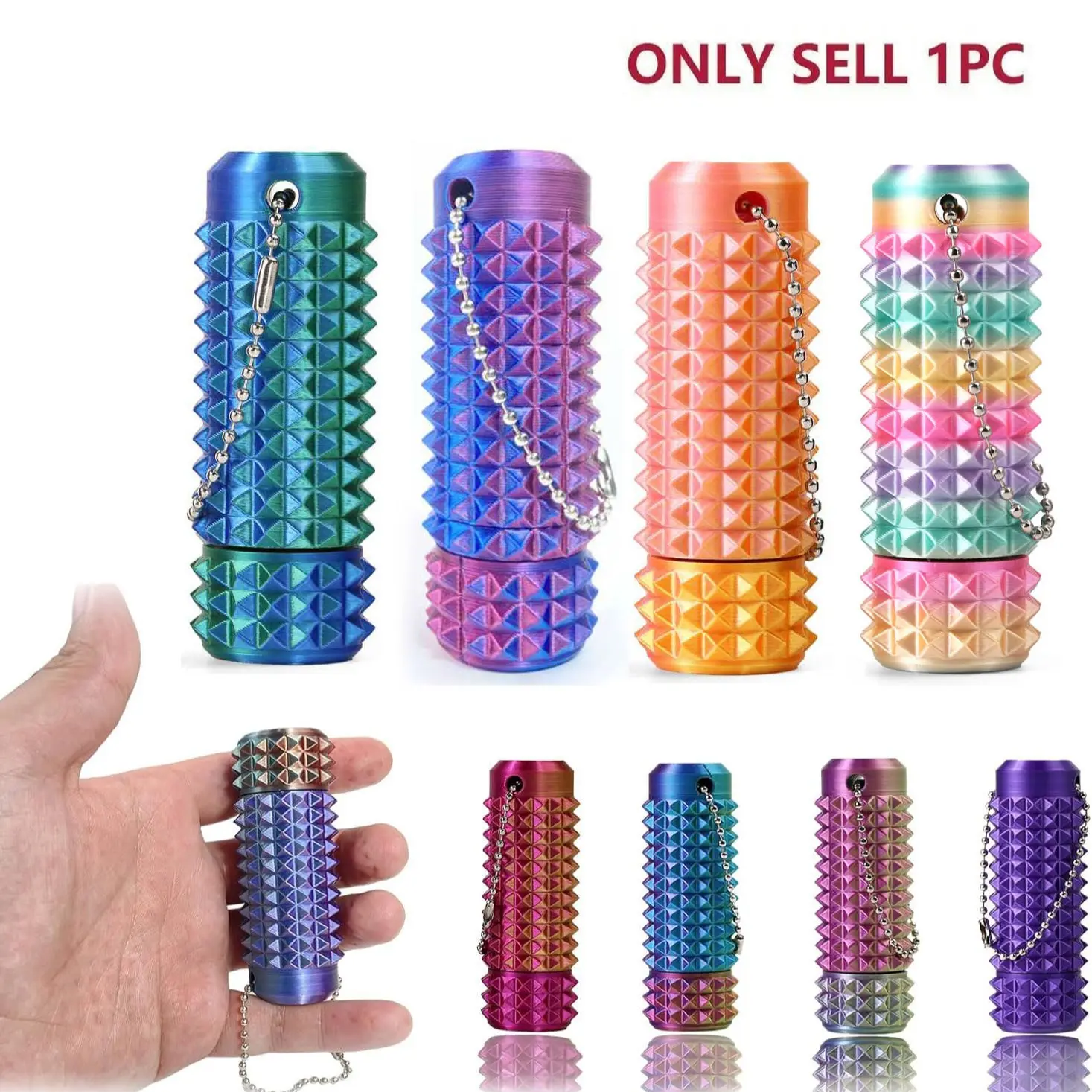 Little Ouchies Pain Stim Fidget Keychain, 3D Printed Tactile Finger Fidget Pocket Toy for Adults & Teens, Stress & Anxiety Relief Gadget, Novelty Birthday Gift, Stocking Stuffer, Goodie Bag Party Favor for Focus & Calm