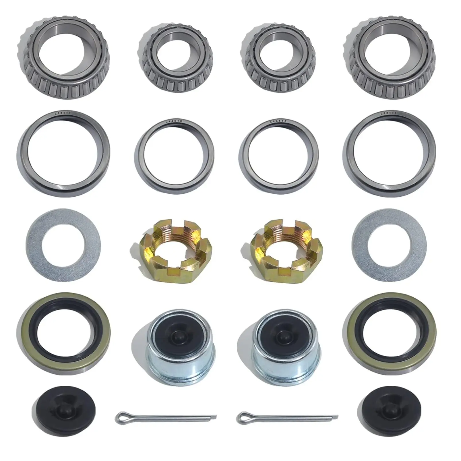 2 Sets 3500 LB L68149 L44649 Boat Trailer Axle Bearing Kits with 171255TB/10-19 Grease Seals, Spindle Nuts, 1.98" Dust Covers and Rubber Plugs, Cotter Pins, Washers for #84 SpindleGift