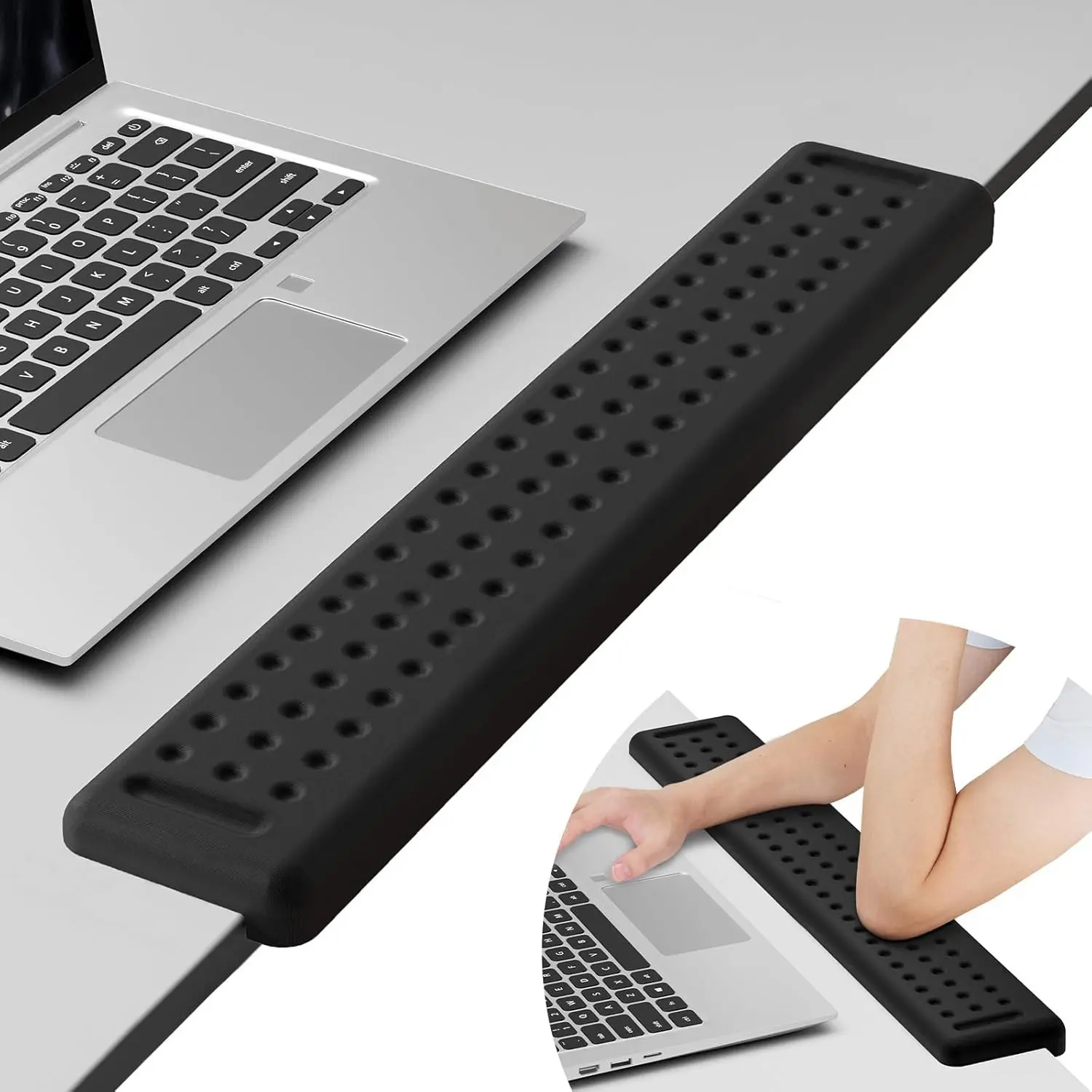 L-Shaped Desk Long Wrist Rest Elbow 60CM, Black Arm Rest for Desk | Memory Foam, Non-Slip Base, Ergonomic Desk Edge Cushion, Wrist Support for Computer Keyboard, Typing, Office, Home