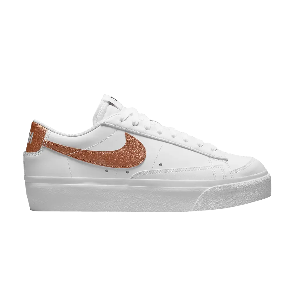 Nike Womens Blazer Low Platform 'White Metallic Copper' (women's sizes) White/Metallic Copper/Black sneakers DQ7571 100